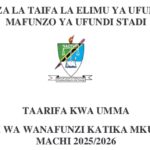 NACTVET Udahili wa Wanafunzi Mkupuo wa Machi 2025/2026, vyuo 126 vilivyoruhusiwa kufanya udahili